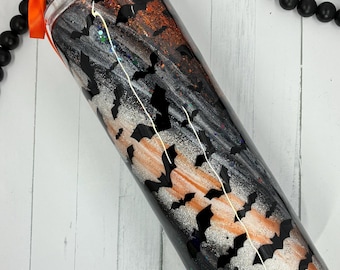 Halloween Bats  Glitter Stainless Steel Tumbler