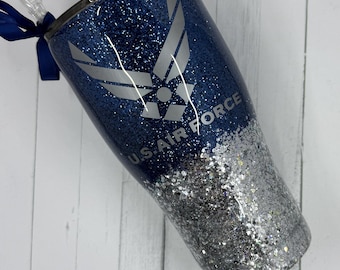 Air Force Glitter stainless steel tumbler