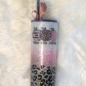 Teacher Love Inspire Stainless steel Glitter tumbler