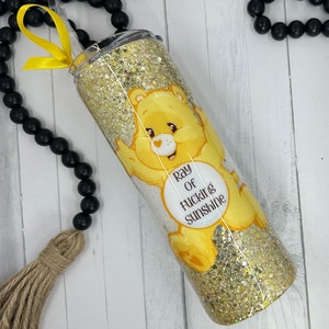 Swear Bear glitter stainless steel tumbler
