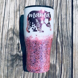 Mama Bear stainless steel glitter tumbler