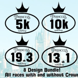 Digital Rundisney Princess weekend 8 Design bundle PNG and SVG file with and without crown