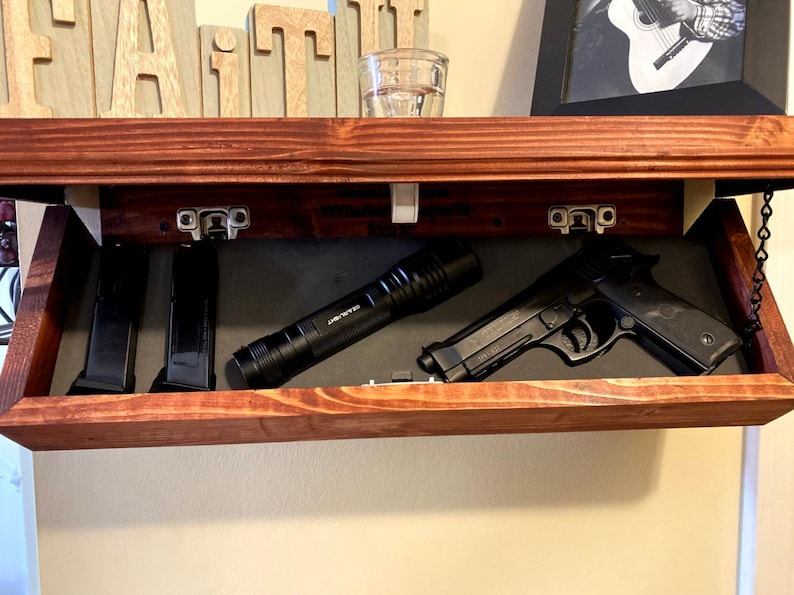 Locking Concealment Gun Shelf Hidden Secret Etsy