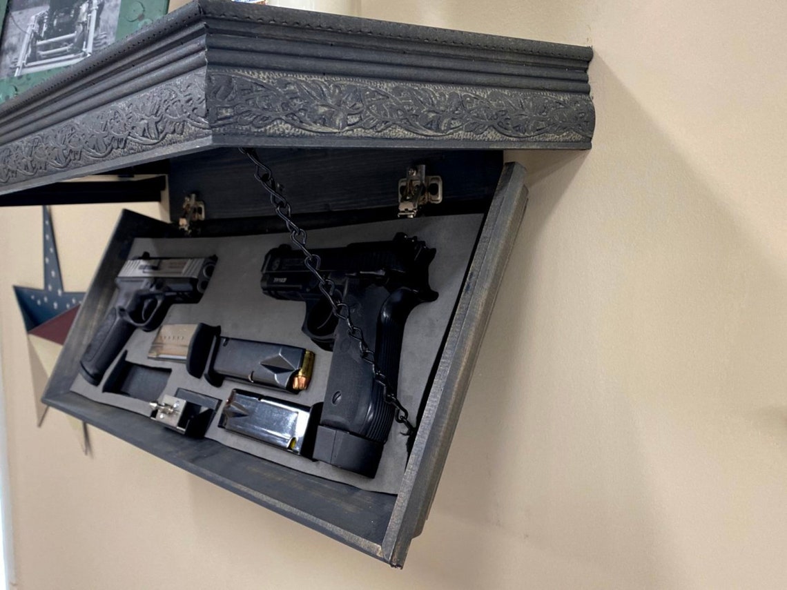 RFID Gun Concealment Shelf Hidden Compartment Pine Shelf Etsy