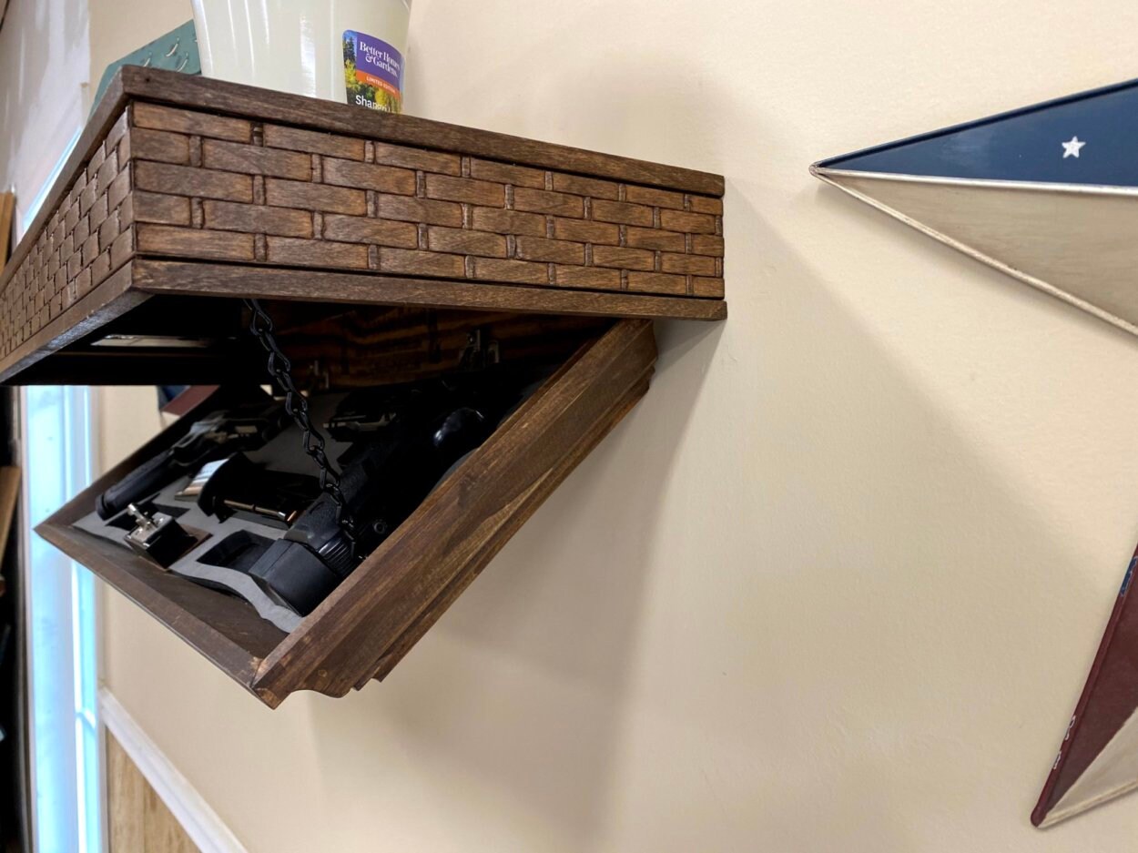 RFID Gun Concealment Shelf Hidden Compartment Pine Shelf Etsy