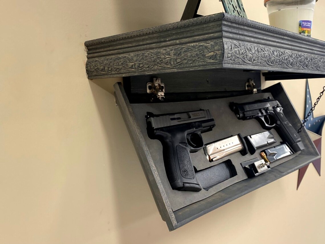 RFID Gun Concealment Shelf Hidden Compartment Pine Shelf Etsy