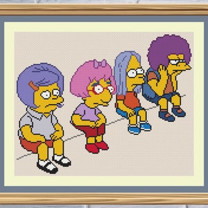 Patrón Digital - "Te refieres a la WIGSPHERE" Los Simpson Dibujos animados PDF Bart Simpson Milhouse Patrón de punto de cruz