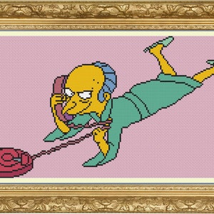Simpsons Cross Stitch Digital Pattern - Burns Party Line Series - The Simpsons Cartoon PDF Mr. Burns Digital Cross Stitch Pattern