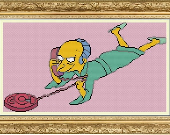 Simpsons Cross Stitch Digital Pattern - Burns Party Line Series - The Simpsons Cartoon PDF Mr. Burns Digital Cross Stitch Pattern