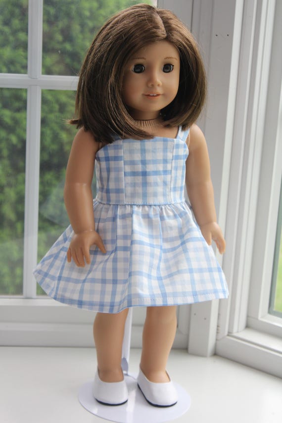 Blue Gingham Dress - Fits 18 inch doll - 2025 Patriotic Collection - Summer Picnic -  Party Gift