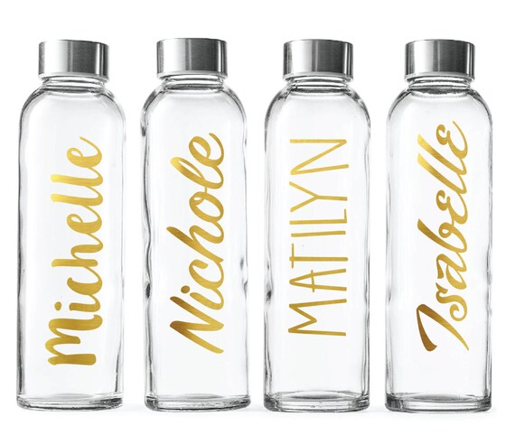 Personnalisé Personnalisé De Bouteilles Verre Bouteille Deau Or Feuille 18oz