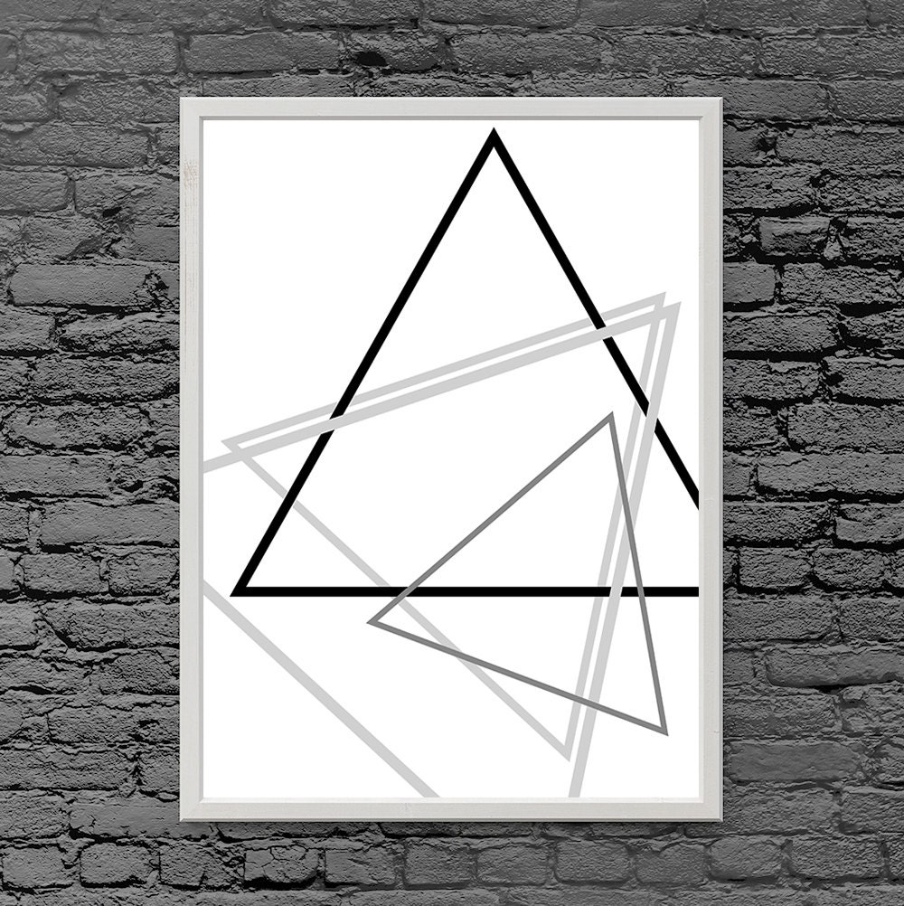 Digital Download Geometric Print Triangle Wall Art Black and | Etsy