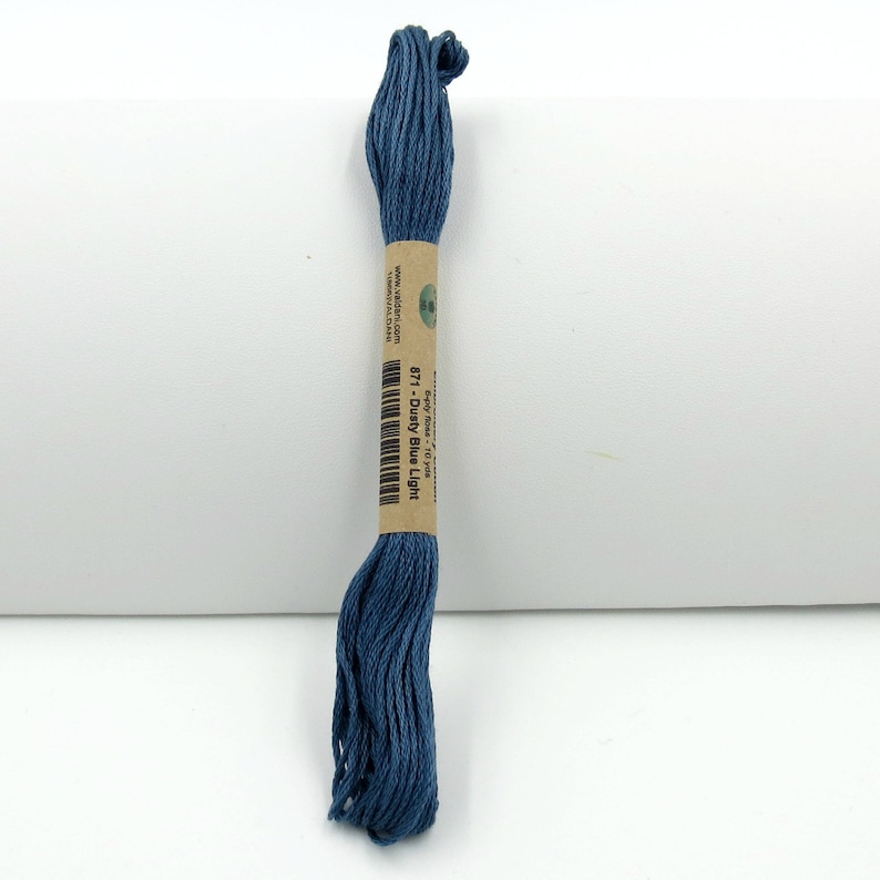 Valdani Hand-Dyed Cotton 6-Strand Embroidery Floss Skein Solid #871 Dusty Blue Light