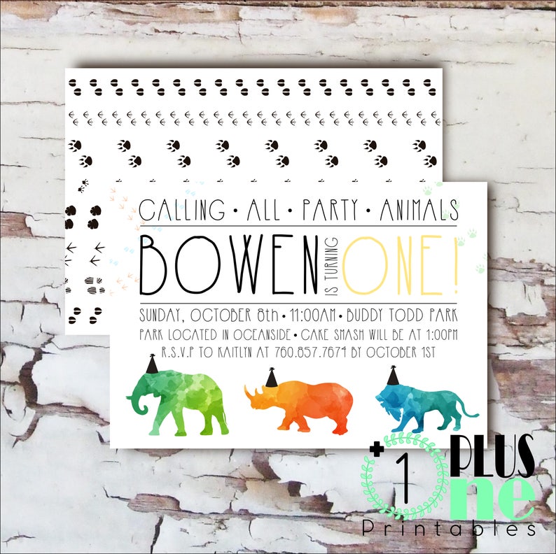 DYI / Digital Download Party Animal Invitation Safari