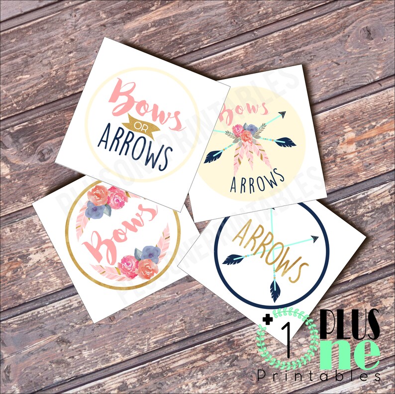 Instant Download Bows or Arrows Printable Bows or Arrows Cake Topper ...