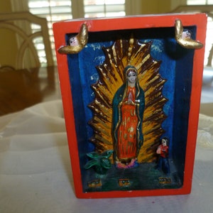 Handmade and Hand Painted Image of Our Lady of Guadalupe