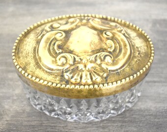 Vintage Box with slide lid embellished with large quartz Crystal,Keepsake sacred object box with crystal REPURPOSED BOX with QUARTZ Crystal