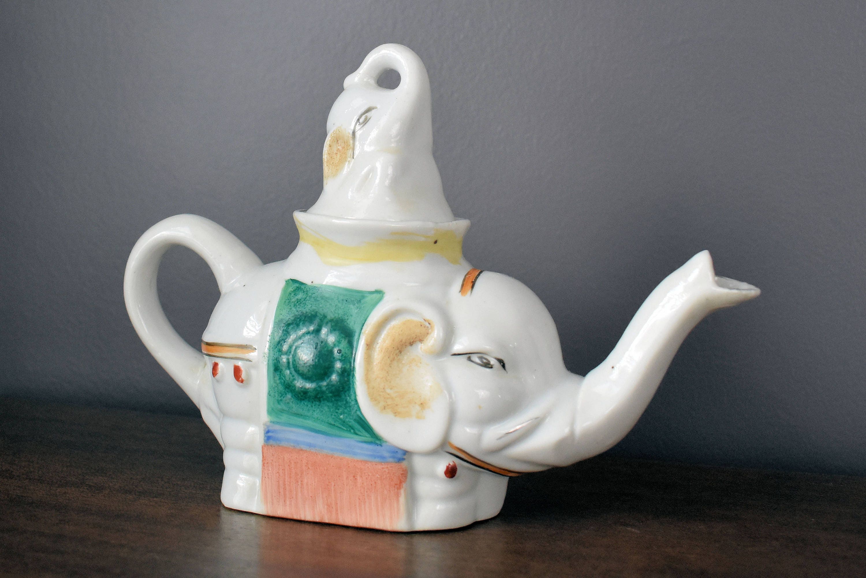Elephant Teapot with Elephant Head on the Lid Unique Vintage Etsy
