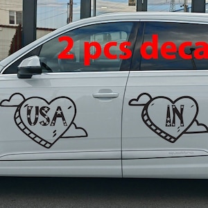 Set ot 2 pcs vinyl decals USA and US state stickers, any personalisation is possible