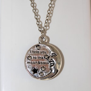 I Love You To The Moon And Back Silver Necklace Vintage Family Necklaces Pendants Fashion Women Jewelry,choker pendant gift idea, anclet