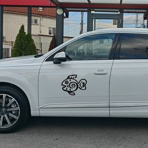 ART FISH DECAL para cristales de coche, pegatina de peces salvajes y libres, ama la naturaleza y los animales