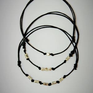 Juego de nudos deslizantes de plata negra de 3 pulseras, cuentas de tibeciano de pulsera etnic, conjunto de nudos de pulseras negras de cuerda, plata de ley, idea de regalo, boho