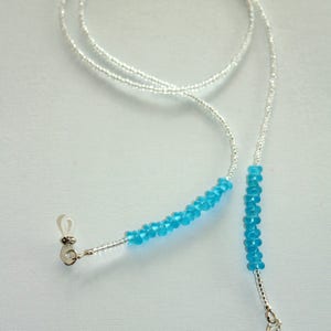 Clear glasses chain,beaded glasses chain, blue eyeglass string, string for glasses,eyeglass retrainer,glasses lanyard,glasses neck cord