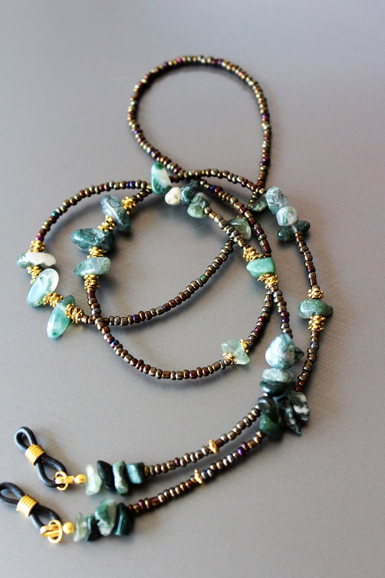 GLASSES CHAIN, GREEN Eye Glass Chain, Stone Accessory for Glasses