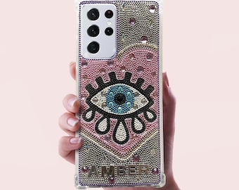 Evil eye phone custom case, protection talisman cover, san valentin gift, iphone 12 pro samsung s20 note 10 case iphone 14 pro max iphone 13