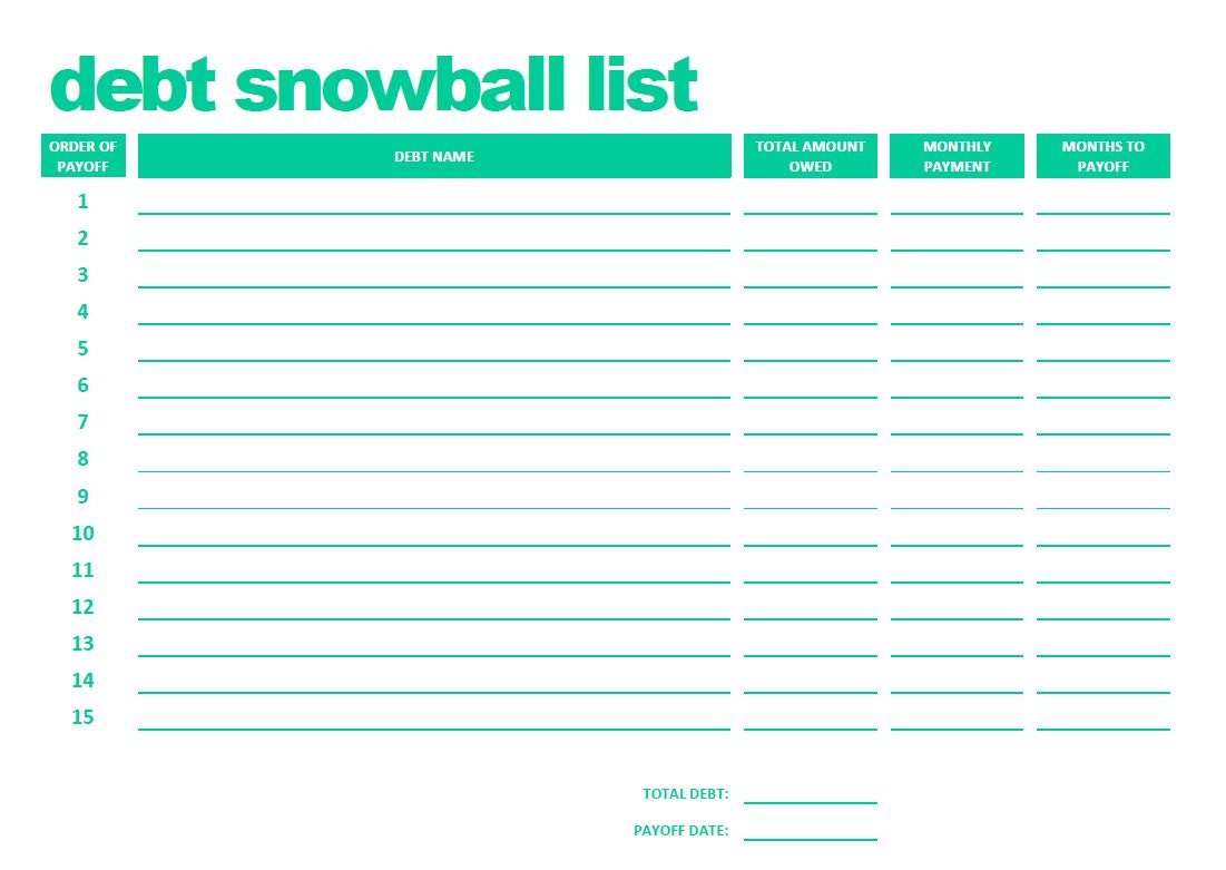 PRINTABLE Debt Snowball List PDF Etsy