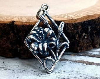 Sterling Silver Lily of the Valley Pendant Charm Flower Jewelry for Necklace Gift