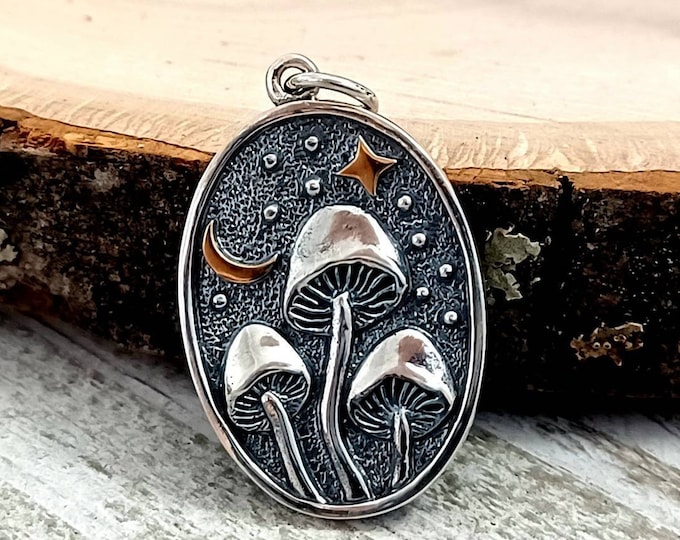 Mushroom Pendant, 925, Sterling Silver Charm, Mushroom Charm, Sterling Silver Pendant, Mushroom Jewelry, Hippy Jewelry, Gift, Necklace