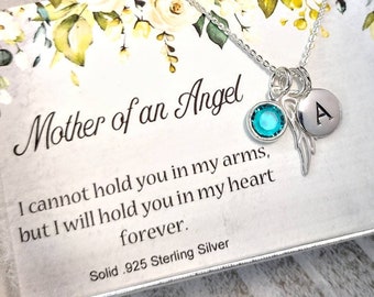 Miscarriage Gift, 925, Angel Wing Necklace, Initial Necklace, Personalized Jewelry Miscarriage Necklace, Bereavement Gift, Loss of Baby Gift