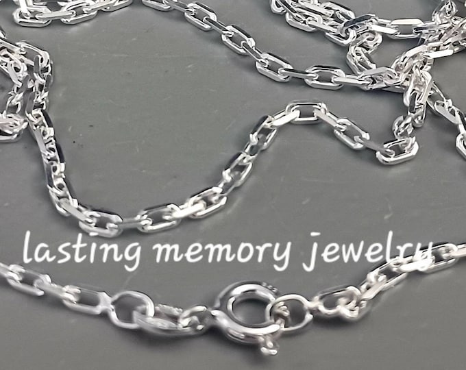 Genuine Italian Sterling Silver Chain, Silver Chain, Necklace for Women, 925, Paperclip Chain, Layering Necklace, Real Authentic Sterling