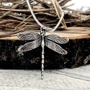 Sterling Silver Dragonfly Necklace - Silver Dragonfly Pendant and Silver Chain