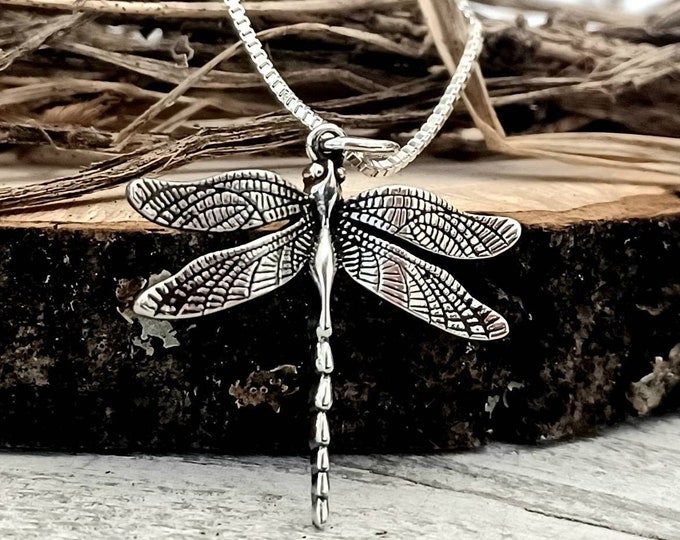 Sterling Silver Dragonfly Necklace - Silver Dragonfly Pendant and Silver Chain