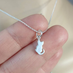 Tiny Cat Necklace, Sterling Silver, 925, Cat Necklace, Cat Charm, Kitty Pendant,  Cat Charm Necklace, Cat Lover Necklace, Gift for Cat Lover