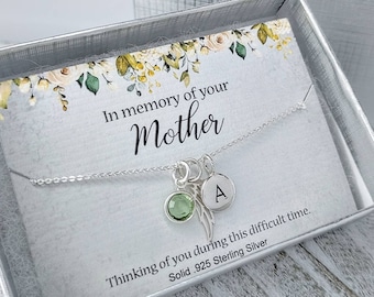 Memorial Gift for loss of Mother, 925 Sterling Silver, Remembrance Personalized Necklace, Initial Necklace, Memorial Jewelry