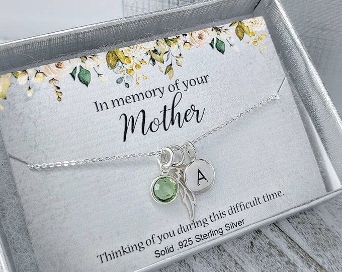 Memorial Gift for loss of Mother, 925 Sterling Silver, Remembrance Personalized Necklace, Initial Necklace, Memorial Jewelry