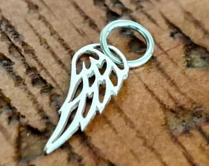 TINY Angel Wing Charm, Sterling Silver, Bird Feather Charm, Memorial Charm, Faith Charm