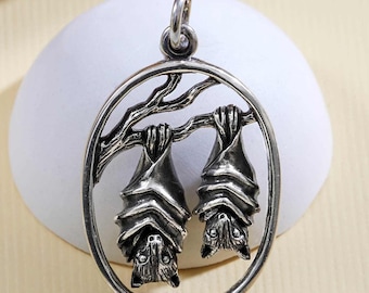 Bat Charm, Sterling Silver, Bat Pendant, Silver Bat Charm, Bat Necklace, 925, Vampire Charm, Halloween Jewelry, Bat lover Gift, Bat Jewelry