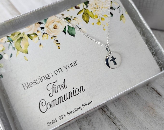 Cross Necklace, Sterling Silver, Cross Charm, TINY Cross Necklace, Cross Jewelry, First Communion Gifts, Baptism Gift, Little Girl's Jewelry