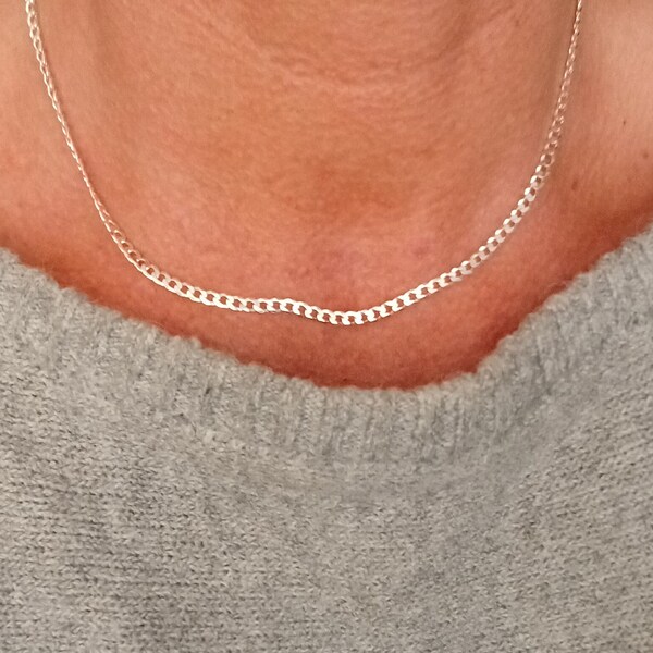 Mens Sterling Silver Chain 2mm Etsy