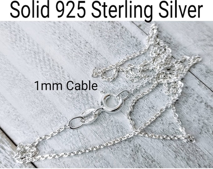925 Sterling Silver Chain, Chain Necklace, Silver Chain, Finished Chain, 1mm, Cable Chain, Dainty Chain, Necklace for women, Finished Chain