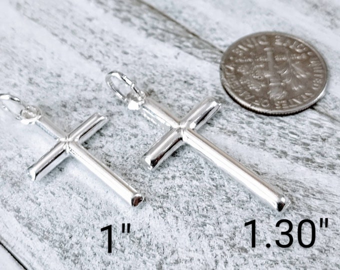 Sterling Silver Cross Pendant, small Cross Pendant, medium Cross Pendant, Cross Pendant for Necklace, 925, Baptism, Communion, Cross Jewelry