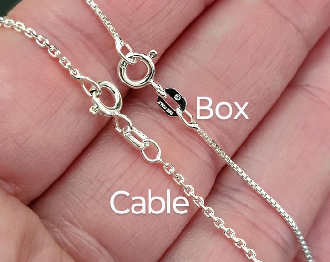 Solid 925 Sterling Silver Cable Rolo Box Chain Necklace 16" 18" 20" 22" 24" length