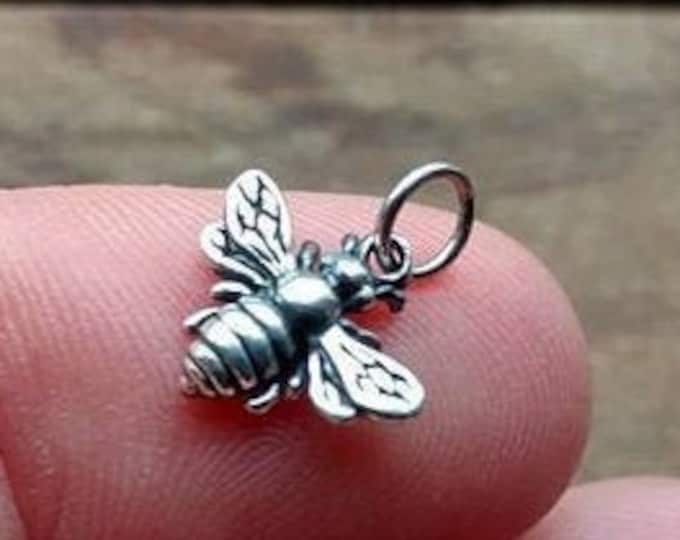 Tiny Bee Charm, Sterling Silver, Bumblebee Charm, Honeybee Charm, Queen Bee Charm, Wholesale Price