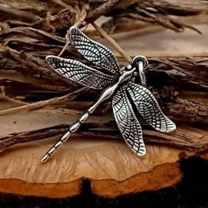 Dragonfly Pendant, Sterling Silver, 925, Large Dragonfly Charm, Dragonfly Jewelry, Insect Jewelry, Pendant for necklace, Gift for her