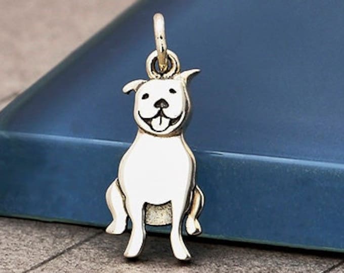 Pitbull Charm, Sterling Silver, Pittbull Charm, Dog Charm, Pet Charm, Animal Charm, Wholesale Price