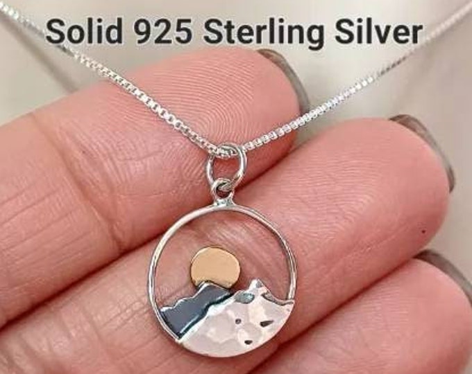 Sterling Silver Mountain Necklace, Mountain Pendant, Mountain Charm, Necklace for women, Graduation Gift, Mother's Day Gifts, Birthday Gift